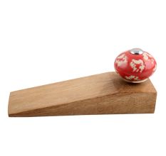 2 Pieces Red Etched Ceramic Wooden Door Stopper